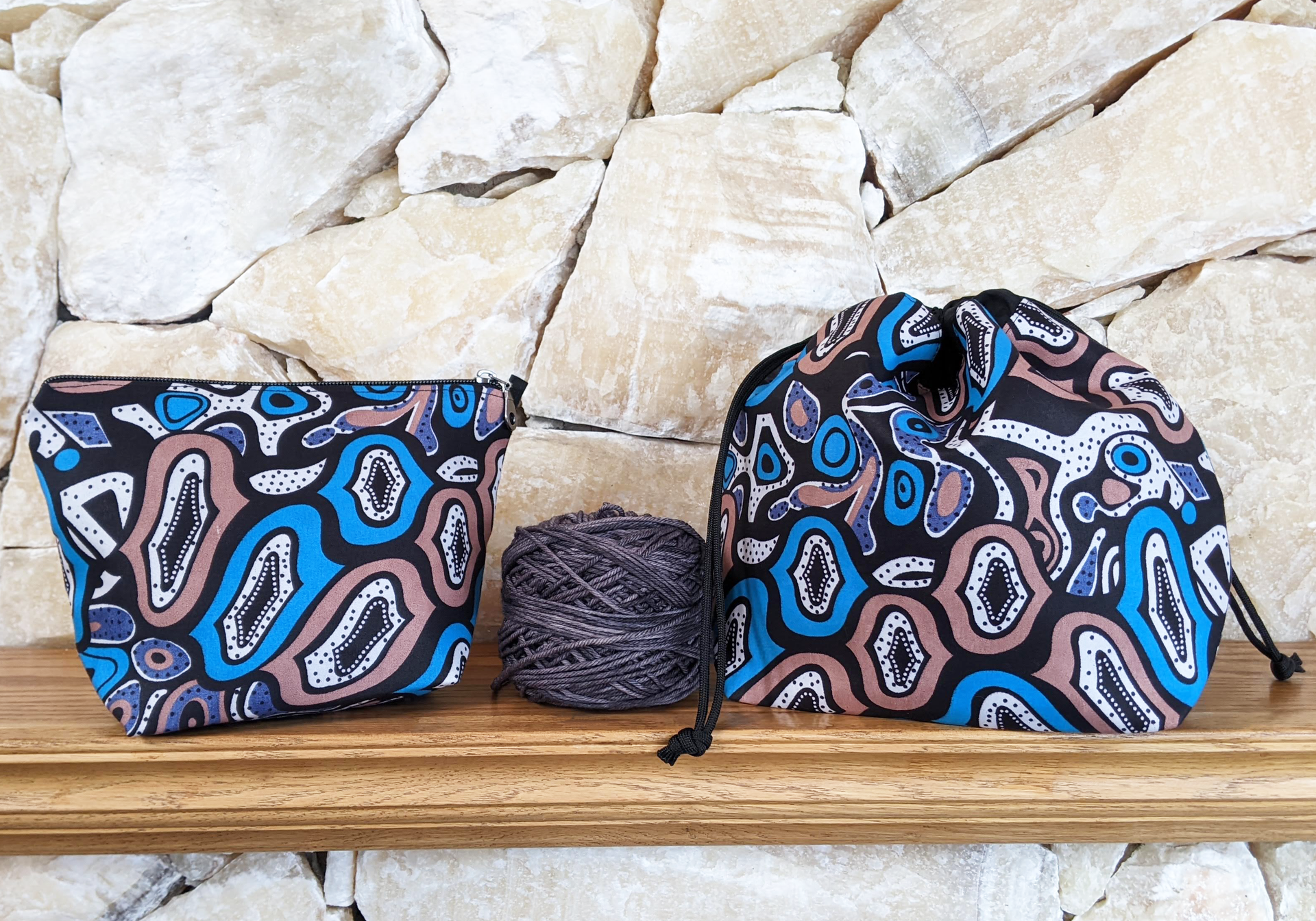 Tide Pools Zipper & Drawstring Project Bags - Back