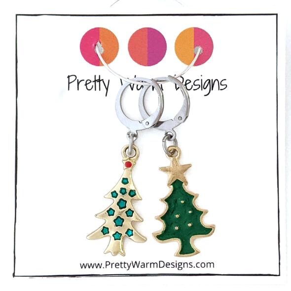 Christmas Tree Locking Stitch Markers - Set of 2 Crochet Markers