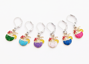 Tropical Drinks removable locking crochet style stitch markers for knitting or crochet, set of 6 displayed