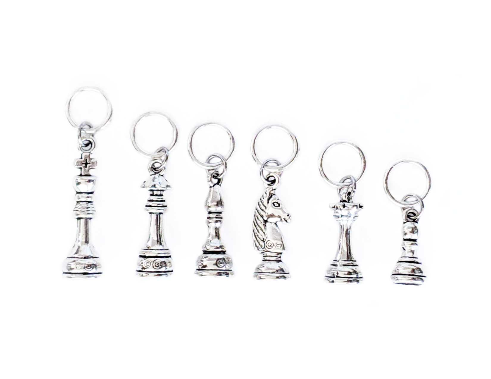 Set of 6 Chess Master Stitch Markers - Silver