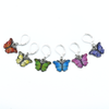 Set of six enamel butterfly charm crochet locking stitch markers in red, yellow, green, blue, pink and purple for crochet by Pretty Warm Designs