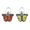 Two enamel butterfly charm snag free ring stitch markers in red and yellow for knitting by Pretty Warm Designs