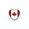 Red and white enamel on heart shaped silver metal Canadian flag pin for project bags by Pretty Warm Designs