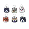 Set of six photo enamel cat charms snag free ring stitch markers for knitting by Pretty Warm Designs