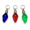 Set of 3 green, red and blue Christmas tree lights charm stitch marker for knitting by Pretty Warm Designs