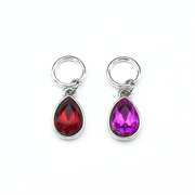 Set of two rhinestones in red and pink set in silver toned snag free ring stitch markers for knitting by Pretty Warm Designs