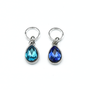 Set of two rhinestones in turquoise and blue set in silver toned snag free ring stitch markers for knitting by Pretty Warm Designs
