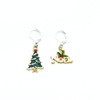 Two Christmas tree and Noel charms locking stitch holders for crochet and knitting by Pretty Warm Designs