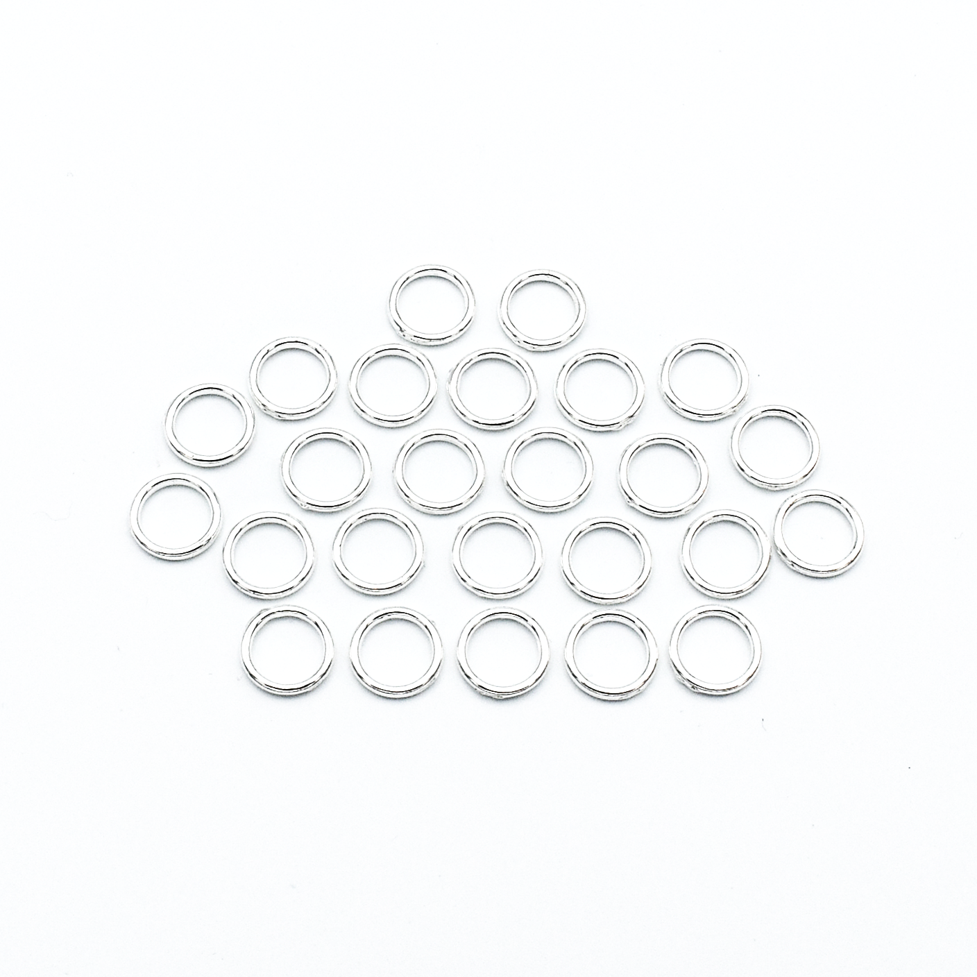 Set of 25 medium silver ring snag free stitch markers  for knitting by Pretty Warm Designs