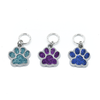 Three silver and glitter enamel pet paw charms snag free ring stitch markers with tin for knitting by Pretty Warm Designs