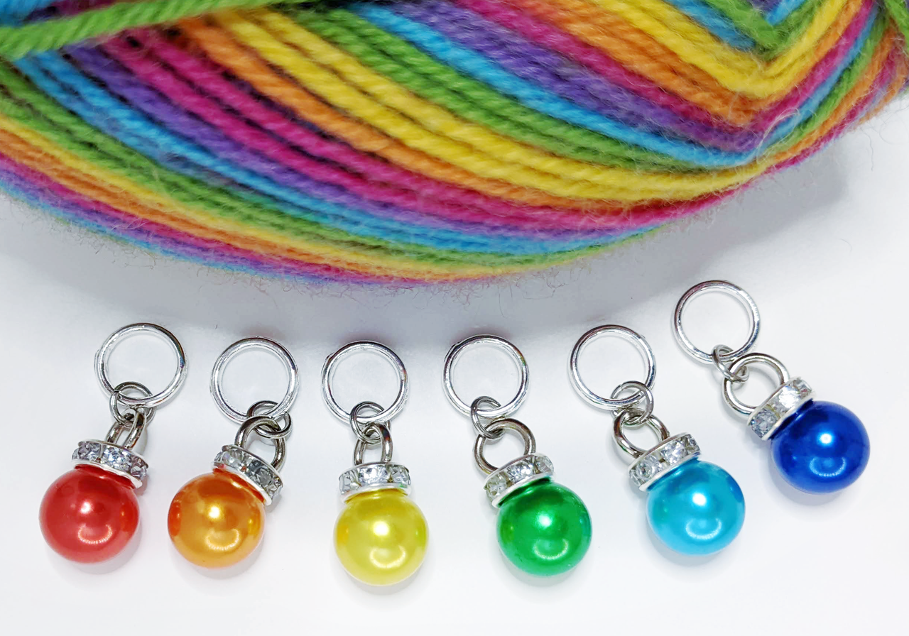Rainbow Sparkle Stitch Markers for Knitting | Snag Free