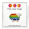 Rainbow striped enamel on metal sheep pin by Pretty Warm Designs