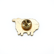 Back of rainbow striped enamel on metal sheep pin by Pretty Warm Designs