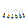 Set of six snag free rainbow glass beads, faceted glass drop beads and blue seed beads on nylon coated wire, stitch markers for knitting by Pretty Warm Designs