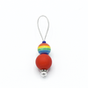 Red silicone bead and rainbow glass bead on nylon coated wire, stitch marker for knitting by Pretty Warm Designs
