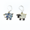Two sheep charm locking stitch markers for crochet and knitting by Pretty Warm Designs