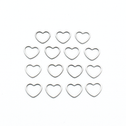 Set of fifteen small heart silver toned ring stitch markers for knitting by Pretty Warm Designs