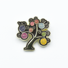 Multicoloured enamel on gold metal yarn tree pin for knitting project bags by Pretty Warm Designs