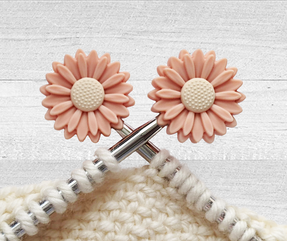 Set of two dusky pink stitch stoppers for knitting