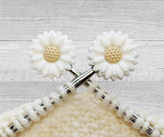 Set of two white flower stitch stoppers for knitting